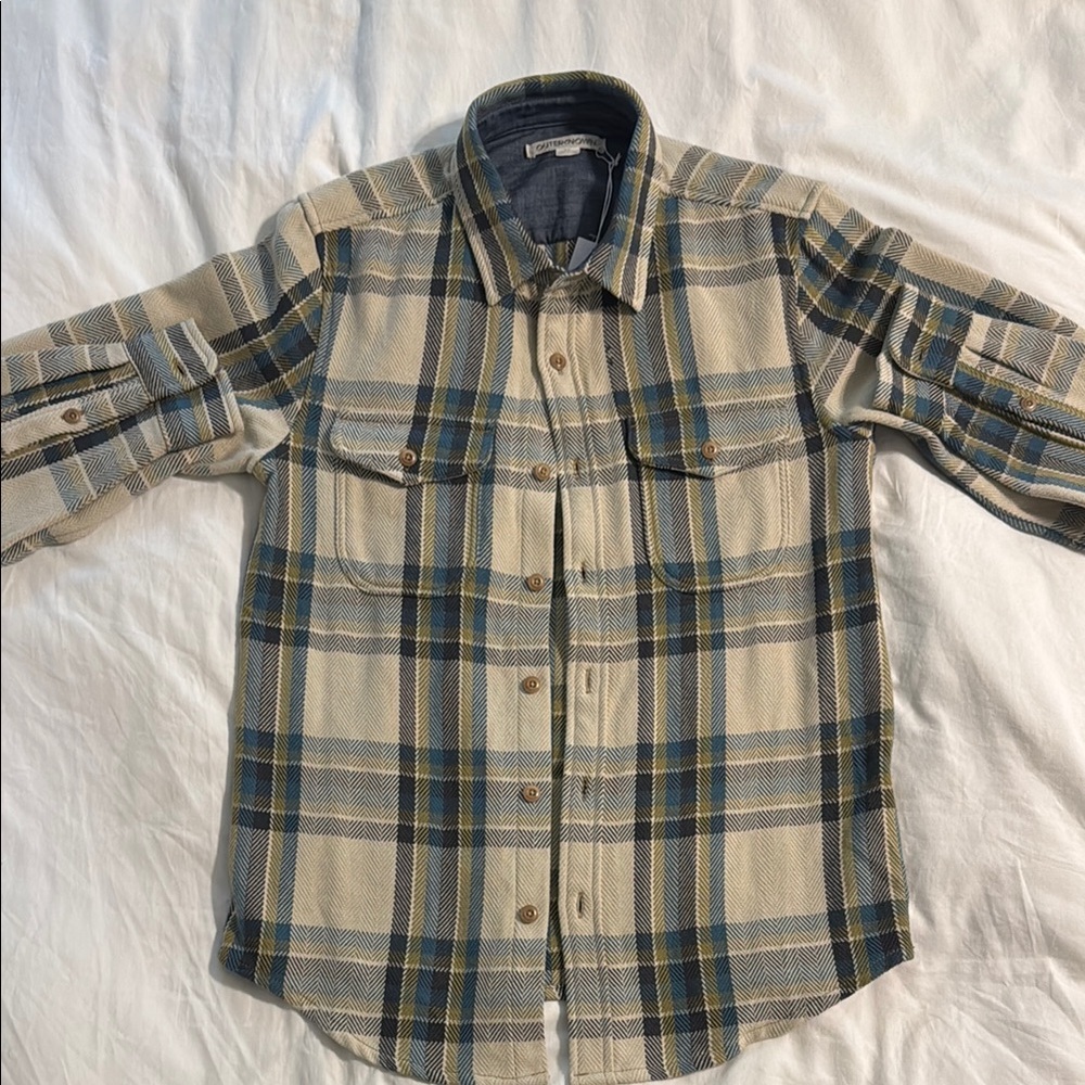 Outerknown Blue and Tan Casual Button Down Shirt